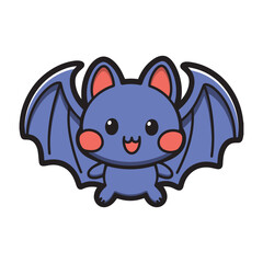 Happy cute bat character vector illustration on white background.