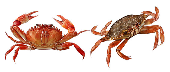 crabs in different poses on a white background