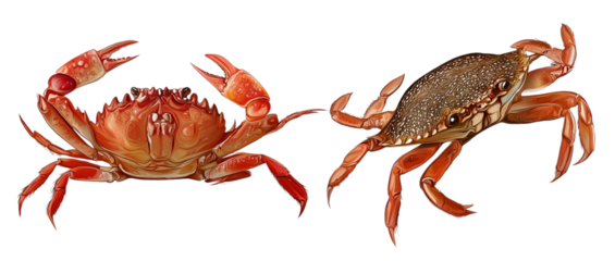crabs in different poses on a white background