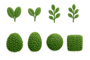 Stylized green foliage design with heart and circular leaf patterns