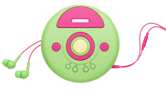 Isolated Green Portable CD Player