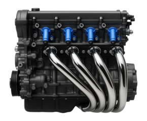 Inline-four gasoline engine with bright blue ignition coil packs
