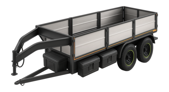 Livestock gooseneck trailer with foldable side panels and storage boxes