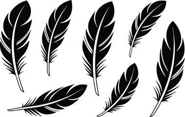 Obraz premium Elegant Black and White Feather Illustration for Creative Projects Designs Symbolizing Freedom Dreams and Artistic Expression Ideal for Digital Art and Crafting