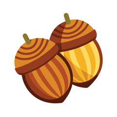 Two Stylized Acorns with Stripes nuts autumn