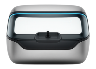 Monorail driver's compartment with panoramic front window and minimalistic console