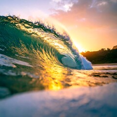 Golden sunrise wave