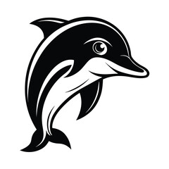 Vector art of playful dolphin leaping out of the water, a symbol of joy and freedom, rendered in a clean graphic style
