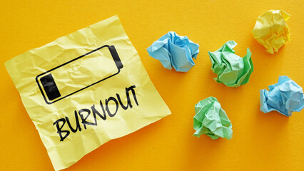 Burnout concept and stress syndrome. Mental Fatigue and Work burnout or exhaustion, lack battery energy and low charge