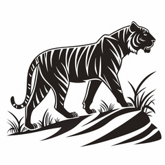 Tiger Silhouette Vector | Wild Jungle Predator Artwork | Big Cat Illustration