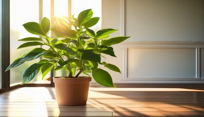 Fototapeta premium green plant in a pot in the interior