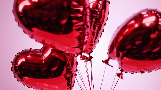 Collection of Crimson Heart-Shaped Inflatable Balloons