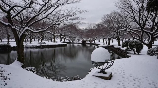 public recreation area containing body of water located in East Asian nation during the first month of the year
