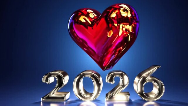 Annual celebration for the year 2026 backdrop, three-dimensional cardiac form design concept