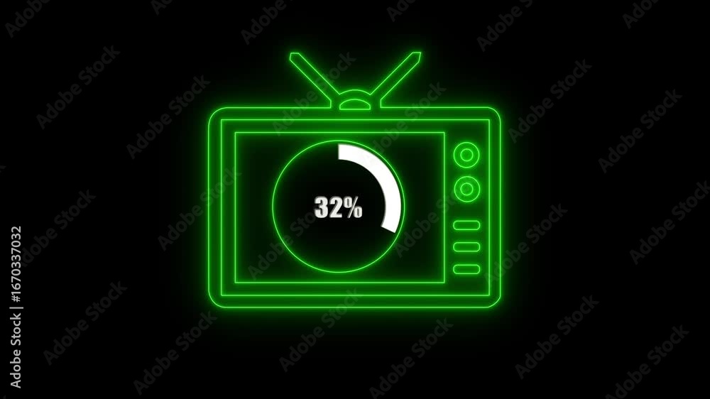 Poster numerical counting from 0 to 32. circular progress bar with bright neon light , countdown animation 