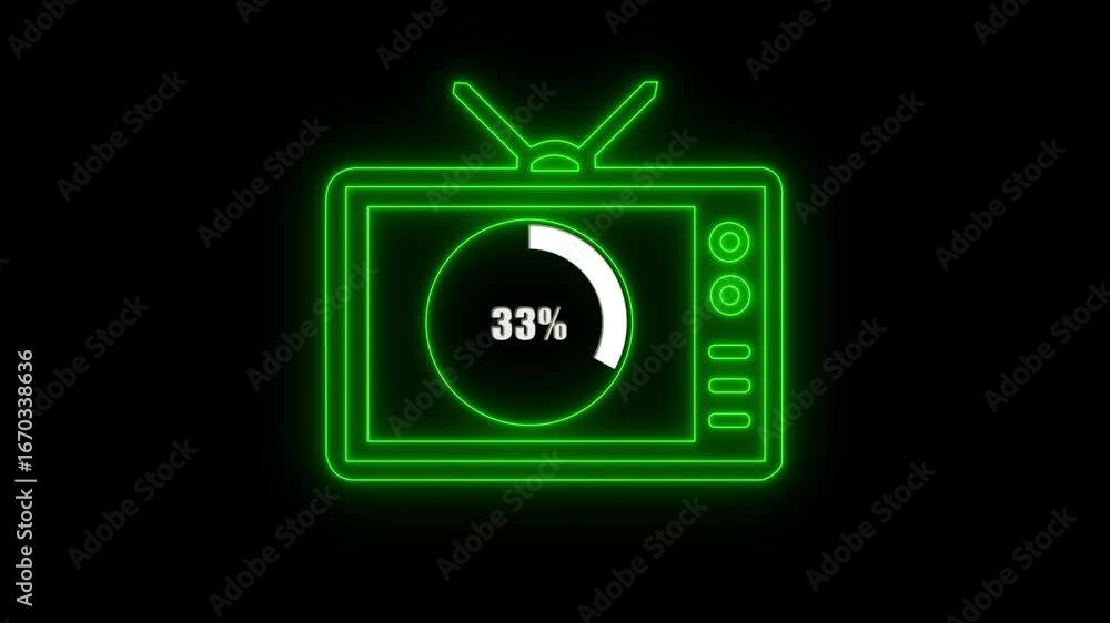 Poster numerical counting from 0 to 33. circular progress bar with bright neon light , countdown animation 