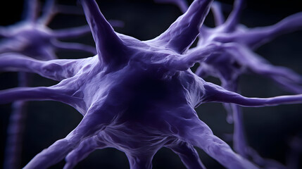 network with floating nodes and interconnected data streams in deep purple lighting