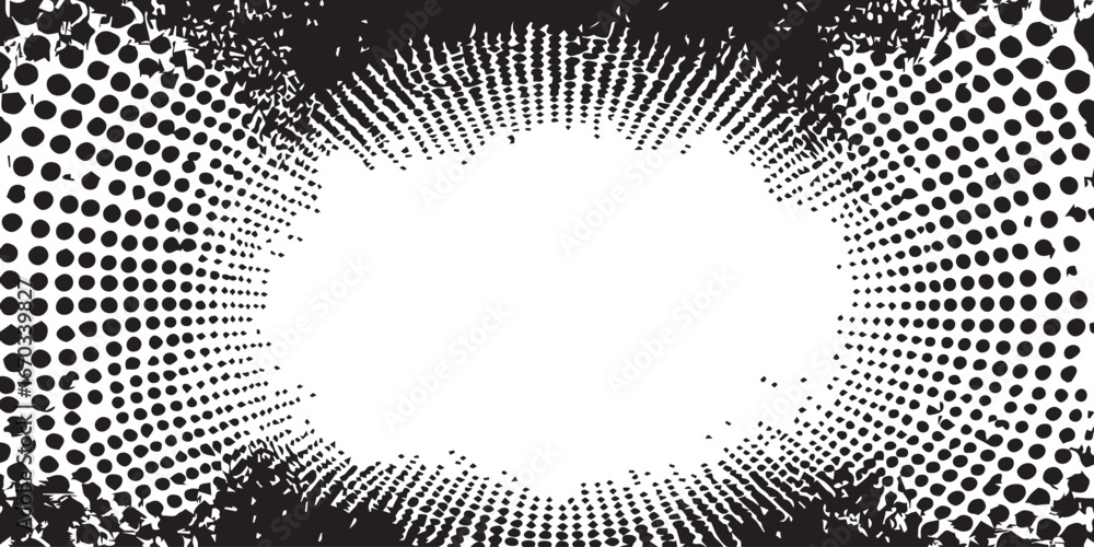 Poster retro black and white halftone pattern texture for abstract background and vintage graphic art desig