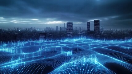 Digital Cityscape with Data Visualization