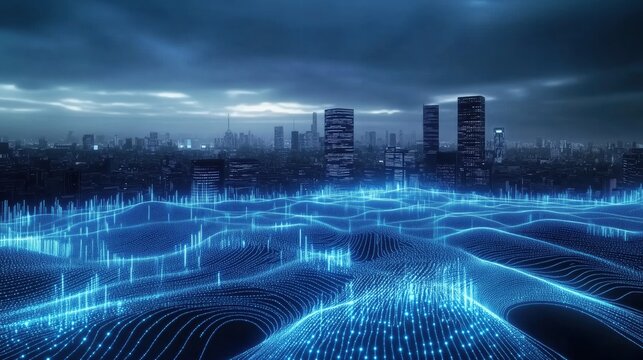 Digital Cityscape with Data Visualization