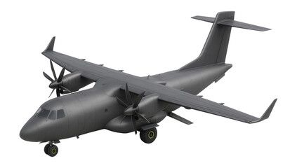 Fototapeta premium Short take-off military cargo plane with high-lift devices on the wings and a rear ramp