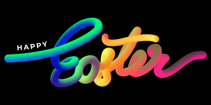 Happy Easter Blend Colorful Typography Vector Design
