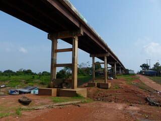 A bridge over the Araçá River in danger of collapsing in the northern state of Amazonas, Brazil.
