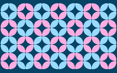 seamless geometric pattern with blue and pink color. Indonesian Ethnic Style Floral Batik Background with Geometric Pattern