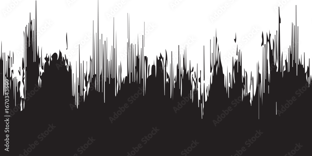 Poster abstract black and white textured pattern with vertical lines, isolated on white background