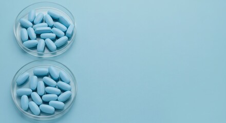 Blue Pills in Petri Dishes Medical Research  Pharmaceutical Innovation.
