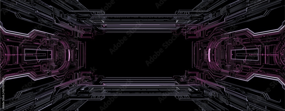 Poster futuristic tech tunnel: immerse yourself in a mesmerizing, computer-generated journey through an ult