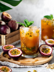 Refreshing Passion Fruit Cocktail with Mint