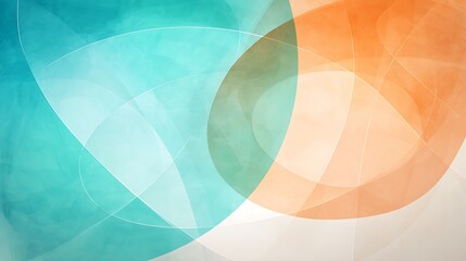 Obraz premium Abstract Orange and Teal Geometric Shape Background with Overlapping Circles