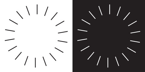 Minimalist black and white abstract pattern. Abstract black and white background with minimal lines forming a circular burst shape, perfect for modern design, posters, or wallpapers.


