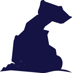 Dark blue silhouette of a bulldozer on a white background construction vehicle 2