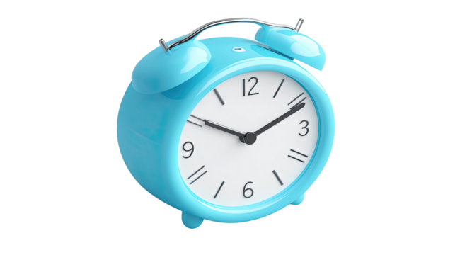 Blue Alarm Clock Classic Timepiece for Home and Office Isolated on White Background