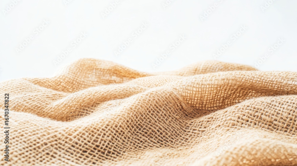 Aufkleber woven material texture background. brown fabric surface with detailed weave pattern. cloth folds and