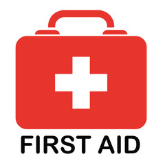 Obraz premium First AID kit with green cross symbol. Medical briefcase with red cross icon symbol. stock illustration