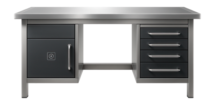 Workbench with a corrosion-resistant coating and storage compartments for a marine engineering facility