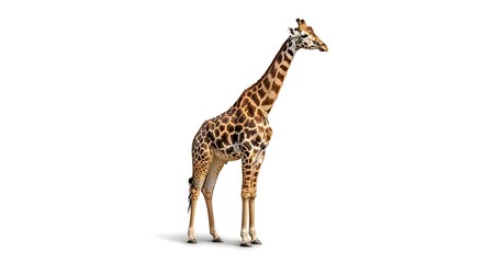 Obraz premium A Graceful Giraffe Standing Tall Against a White Background.