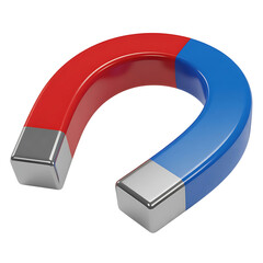 Red and blue horseshoe magnet isolated on transparent background