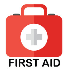 Obraz premium First AID kit with green cross symbol. Medical briefcase with red cross icon symbol. stock illustration