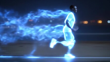 AI in Accessibility: Futuristic Athlete with Bionic Leg Demonstrates Enhanced Performance and Inclusivity Through Advanced Technology - Powered by Adobe