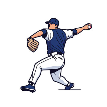 baseball pitcher throwing ball in action clip art preview