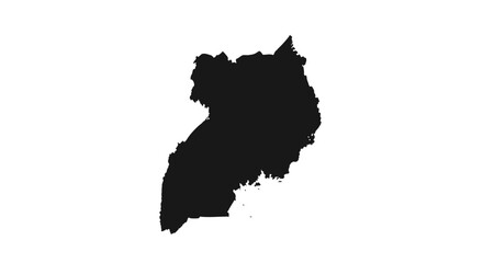 Silhouette of Uganda's geographical shape, a dark solid form against a white background.