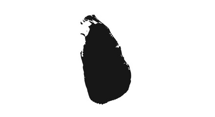 Simple black and white silhouette of the island nation Sri Lanka.