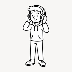 Obraz premium Cartoon character listening music