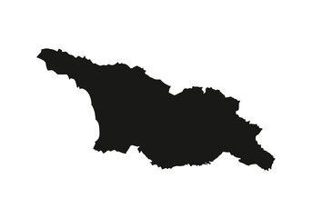 Fototapeta premium Silhouette of Georgia country map in black against a white background.