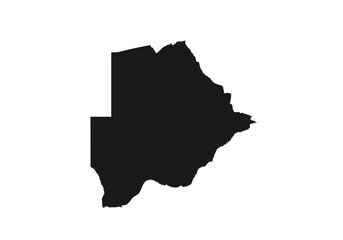 Black silhouette map of Botswana, African nation.