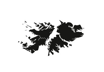 Simple black and white map of the Falkland Islands.